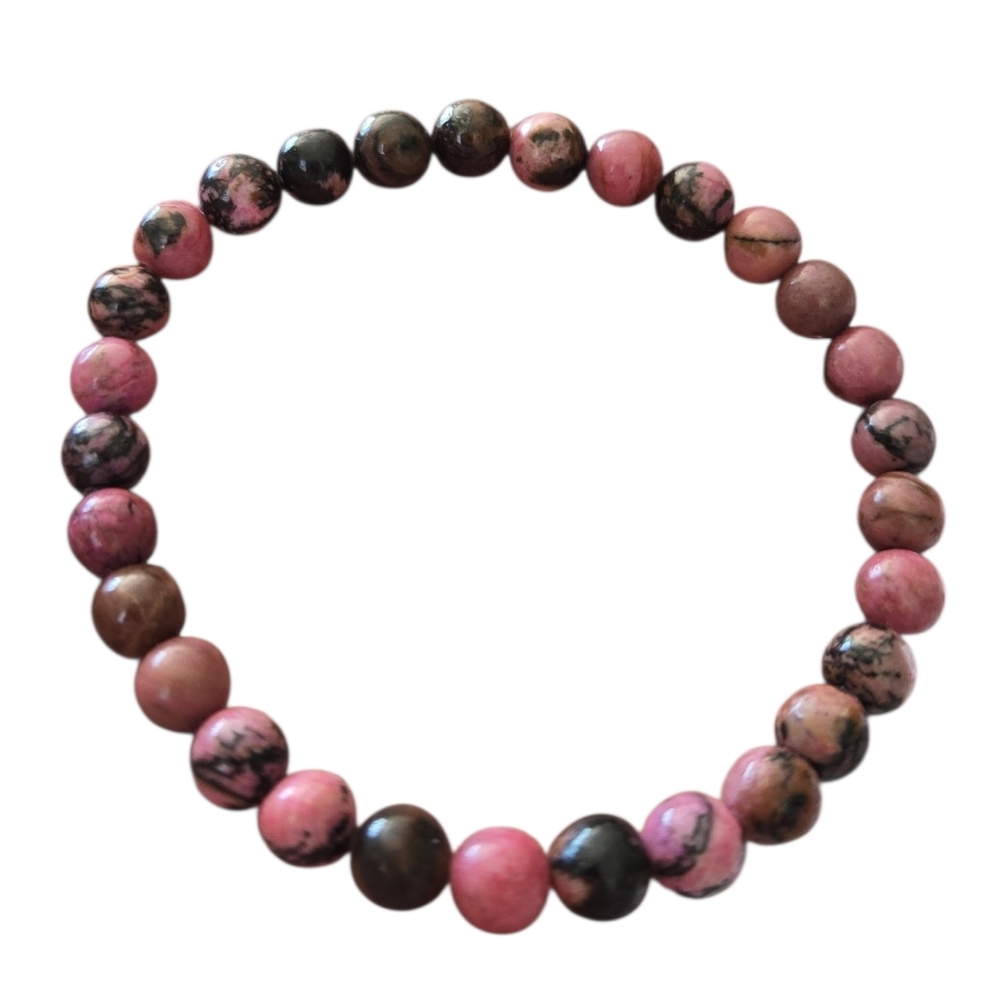 Natural Rhodonite 6mm Beaded Bracelet - Picture 5 of 5